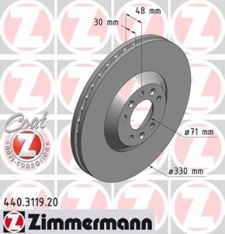 Гальмiвнi диски переднi Otto Zimmermann GmbH 440311920 (фото 1)