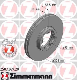 Гальмiвнi диски переднi Otto Zimmermann GmbH 250136920 (фото 1)