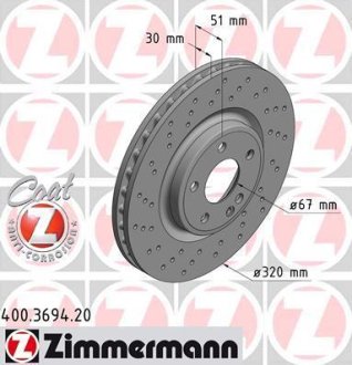 Гальмiвнi диски переднi Otto Zimmermann GmbH 400369420 (фото 1)