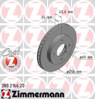 Гальмiвнi диски переднi Otto Zimmermann GmbH 380216620 (фото 1)