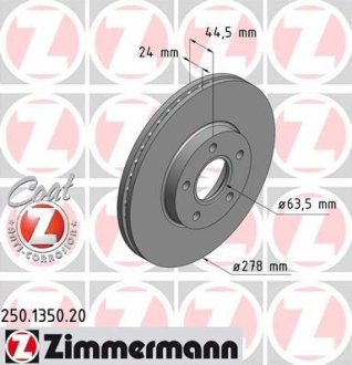Гальмiвнi диски переднi Otto Zimmermann GmbH 250135020 (фото 1)