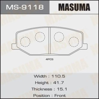 Колодки тормозные (MS-9118) Masuma MS9118