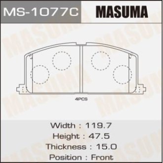 Колодки тормозные (MS-1077) Masuma MS1077 (фото 1)