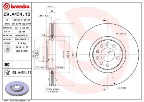 Гальмівний диск Brembo 09.A454.11