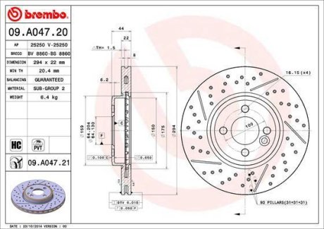 Гальмівний диск Brembo 09.A047.21