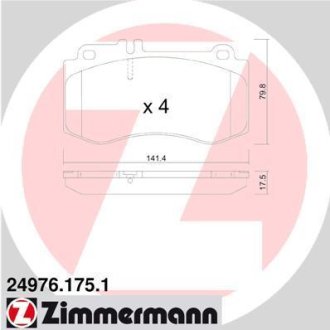 Гальмiвнi колодки дисковi переднi Otto Zimmermann GmbH 249761751 (фото 1)