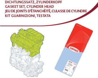 Комплект прокладок (верхній) Citroen Berlingo/Peugeot Partner 1.4i 96-15 (без ГБЦ) CORTECO 417406P (фото 1)