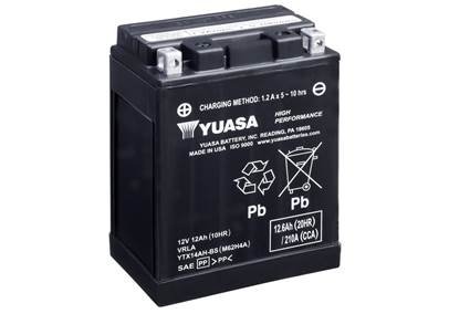 МОТО 12V 12,6Ah High Performance MF VRLA Battery AGM (сухозаряжений) Battery Europe) Gmb YUASA YTX14AH-BS