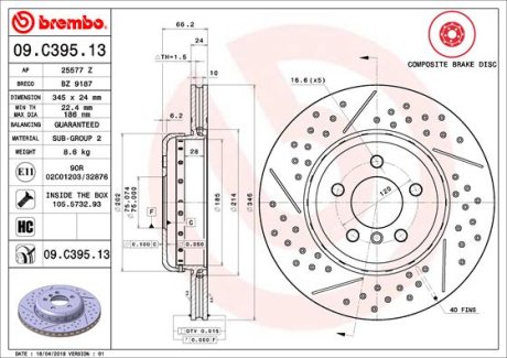 Гальмівний диск Brembo 09.C395.13