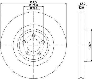 PRO HIGH CARBON JAGUAR Гальмівний диск передн. F-TYPE, XF I, XK II Hella 8DD 355 129-071 (фото 1)