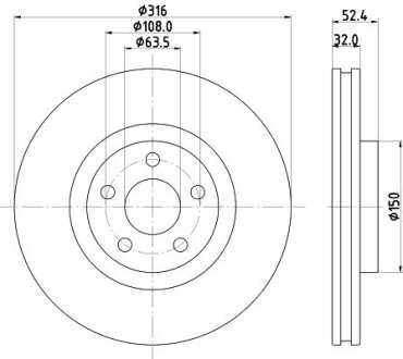 PRO FORD гальмівний диск S-MAX 2.0TDCI 15- Hella 8DD 355 126-701 (фото 1)