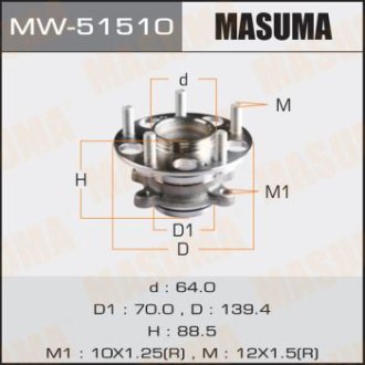 Ступица колеса задн CIVIC / FD1/ FD2 06- (with ABS) Masuma MW51510 (фото 1)