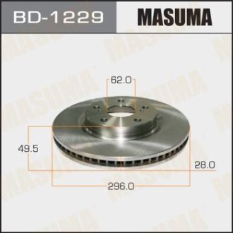 Диск тормозной передний (кратно 2) Toyota Auris (10-18), Camry (06-17) (BD-1229) Masuma BD1229 (фото 1)